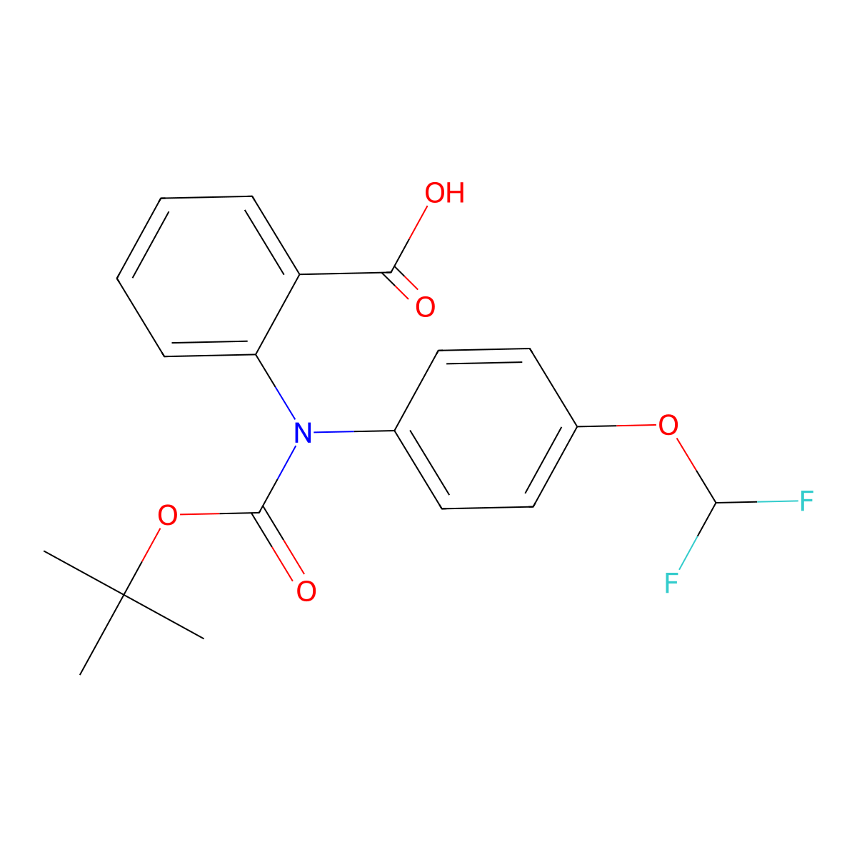 2-{[(Tert-butoxy)carbonyl][4-(difluoromethoxy)phenyl]amino}benzoic acid molecular structure, CAS 2680725-53-3