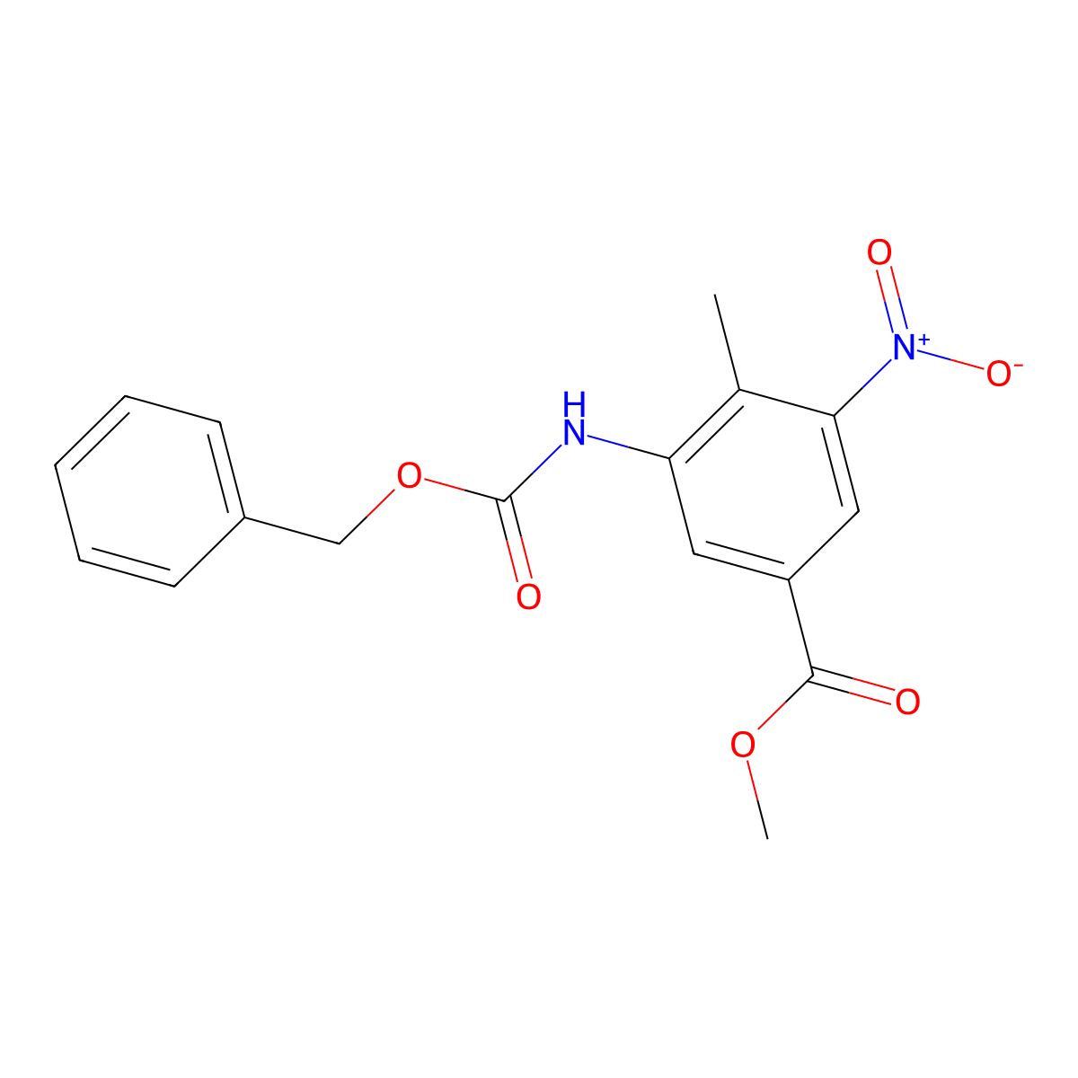 Methyl 3-{[(benzyloxy)carbonyl]amino}-4-methyl-5-nitrobenzoate molecular structure, CAS 2680725-55-5