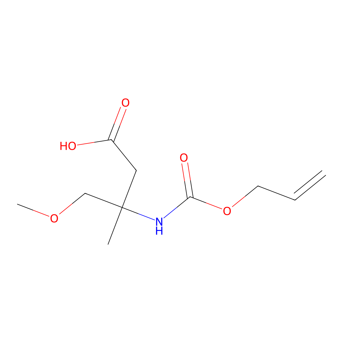 4-Methoxy-3-methyl-3-{[(prop-2-en-1-yloxy)carbonyl]amino}butanoic acid molecular structure, CAS 2680725-58-8