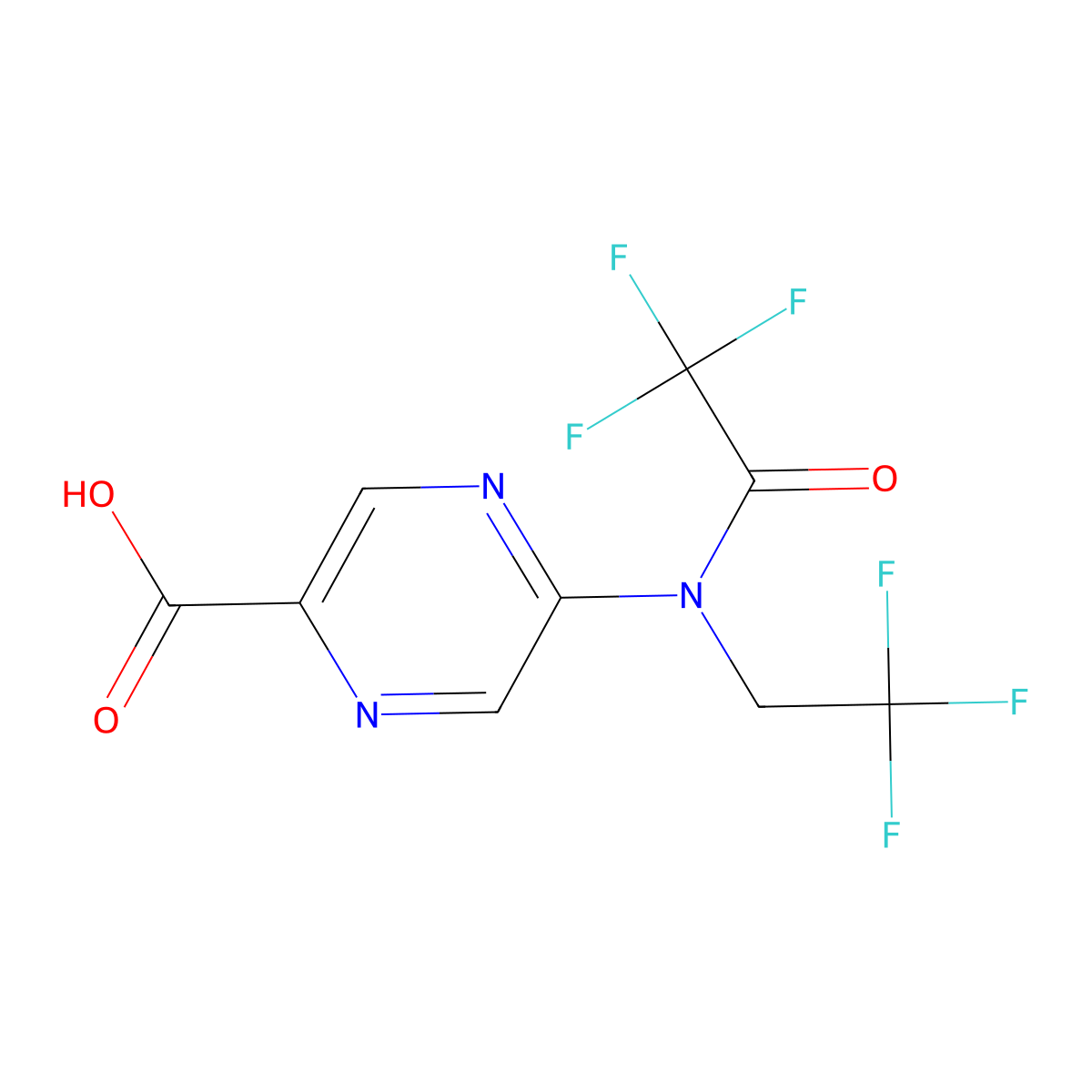 5-[2,2,2-trifluoro-N-(2,2,2-trifluoroethyl)acetamido]pyrazine-2-carboxylic acid molecular structure, CAS 2680725-61-3