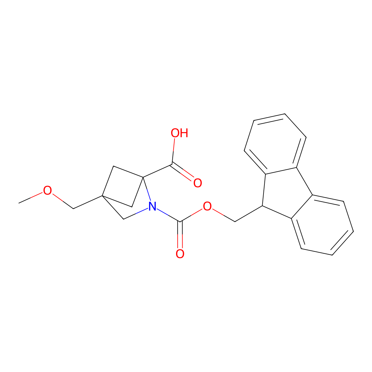 2-{[(9H-fluoren-9-yl)methoxy]carbonyl}-4-(methoxymethyl)-2-azabicyclo[2.1.1]hexane-1-carboxylic acid molecular structure, CAS 2680725-65-7