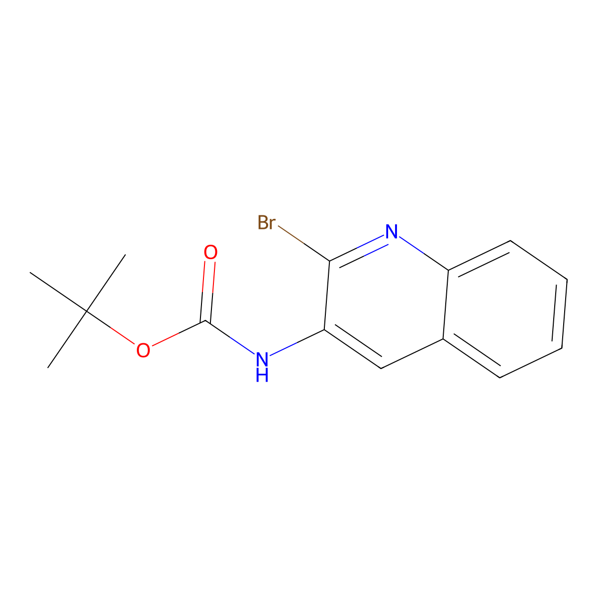 tert-butyl N-(2-bromoquinolin-3-yl)carbamate molecular structure, CAS 2680725-68-0