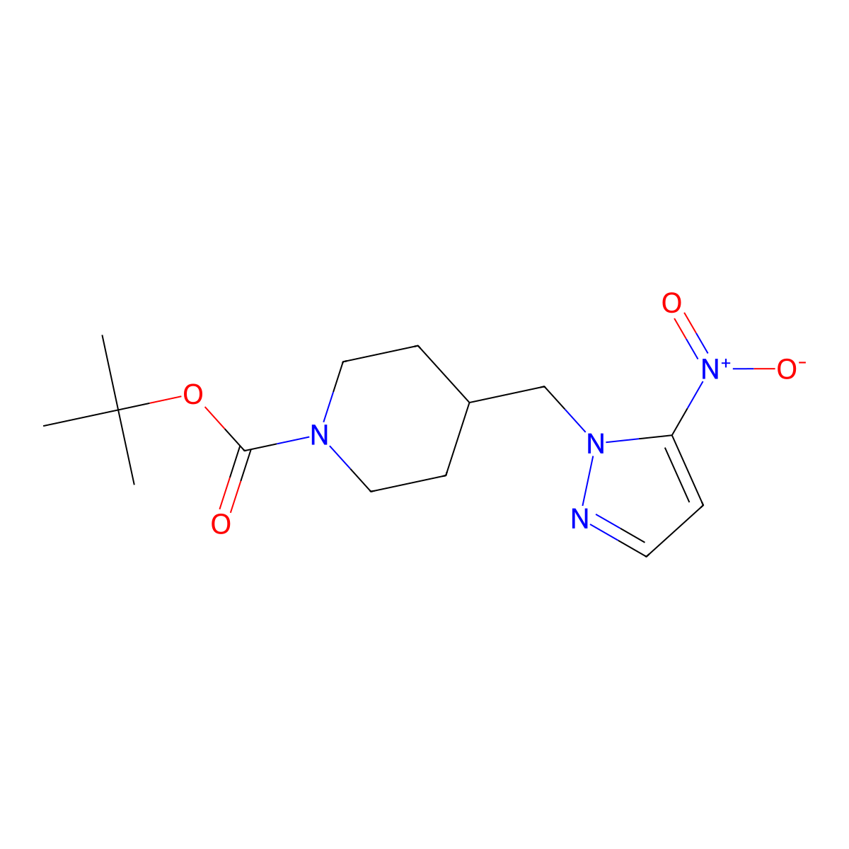 tert-butyl 4-[(5-nitro-1H-pyrazol-1-yl)methyl]piperidine-1-carboxylate molecular structure, CAS 2680725-69-1