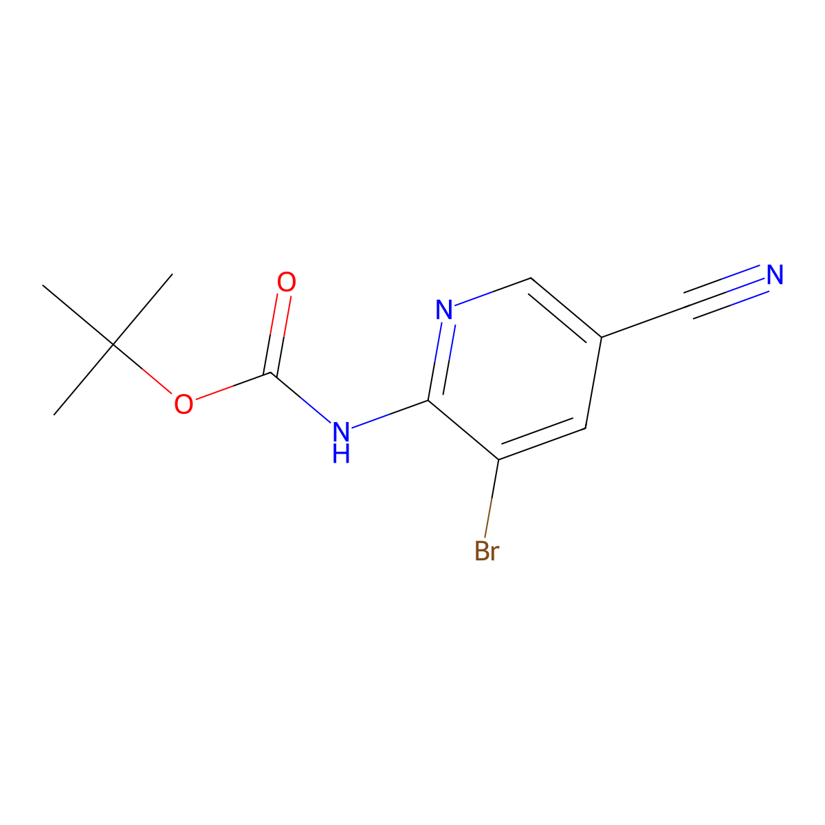 tert-butyl N-(3-bromo-5-cyanopyridin-2-yl)carbamate molecular structure, CAS 2680725-74-8