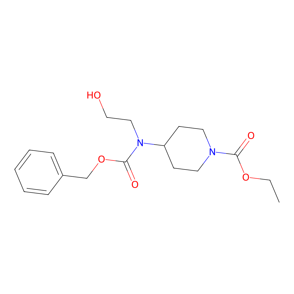 Ethyl 4-{[(benzyloxy)carbonyl](2-hydroxyethyl)amino}piperidine-1-carboxylate molecular structure, CAS 2680725-81-7