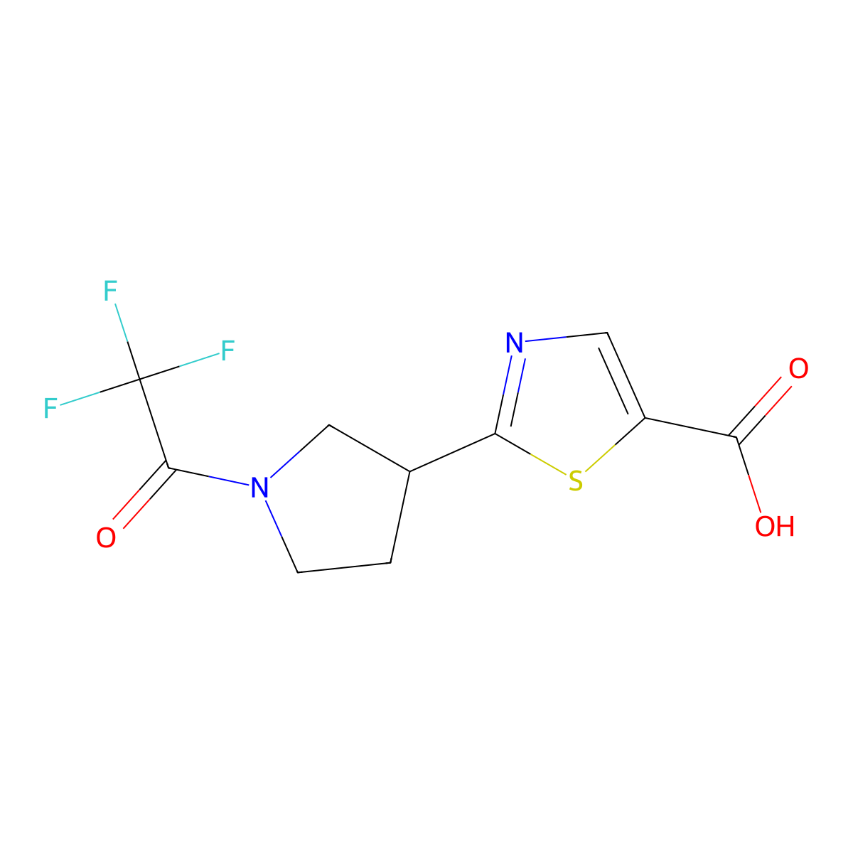 2-[1-(2,2,2-Trifluoroacetyl)pyrrolidin-3-yl]-1,3-thiazole-5-carboxylic acid molecular structure, CAS 2680725-82-8