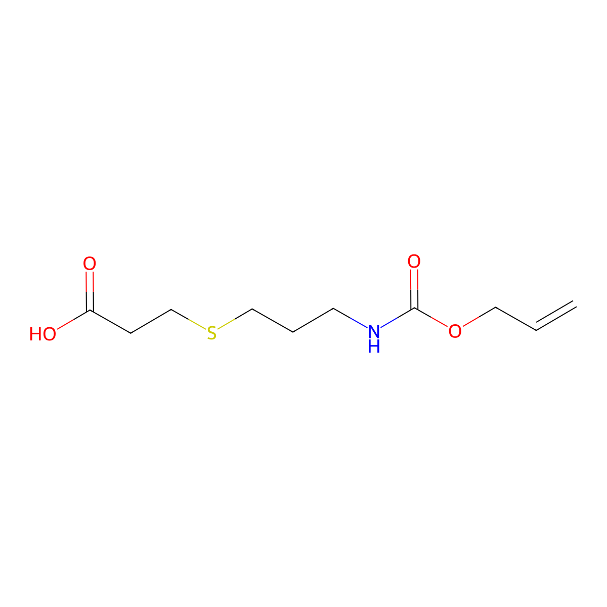 3-[(3-{[(Prop-2-en-1-yloxy)carbonyl]amino}propyl)sulfanyl]propanoic acid molecular structure, CAS 2680725-87-3