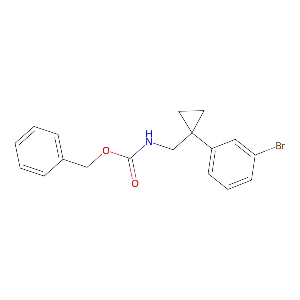 benzyl N-{[1-(3-bromophenyl)cyclopropyl]methyl}carbamate molecular structure, CAS 2680725-91-9