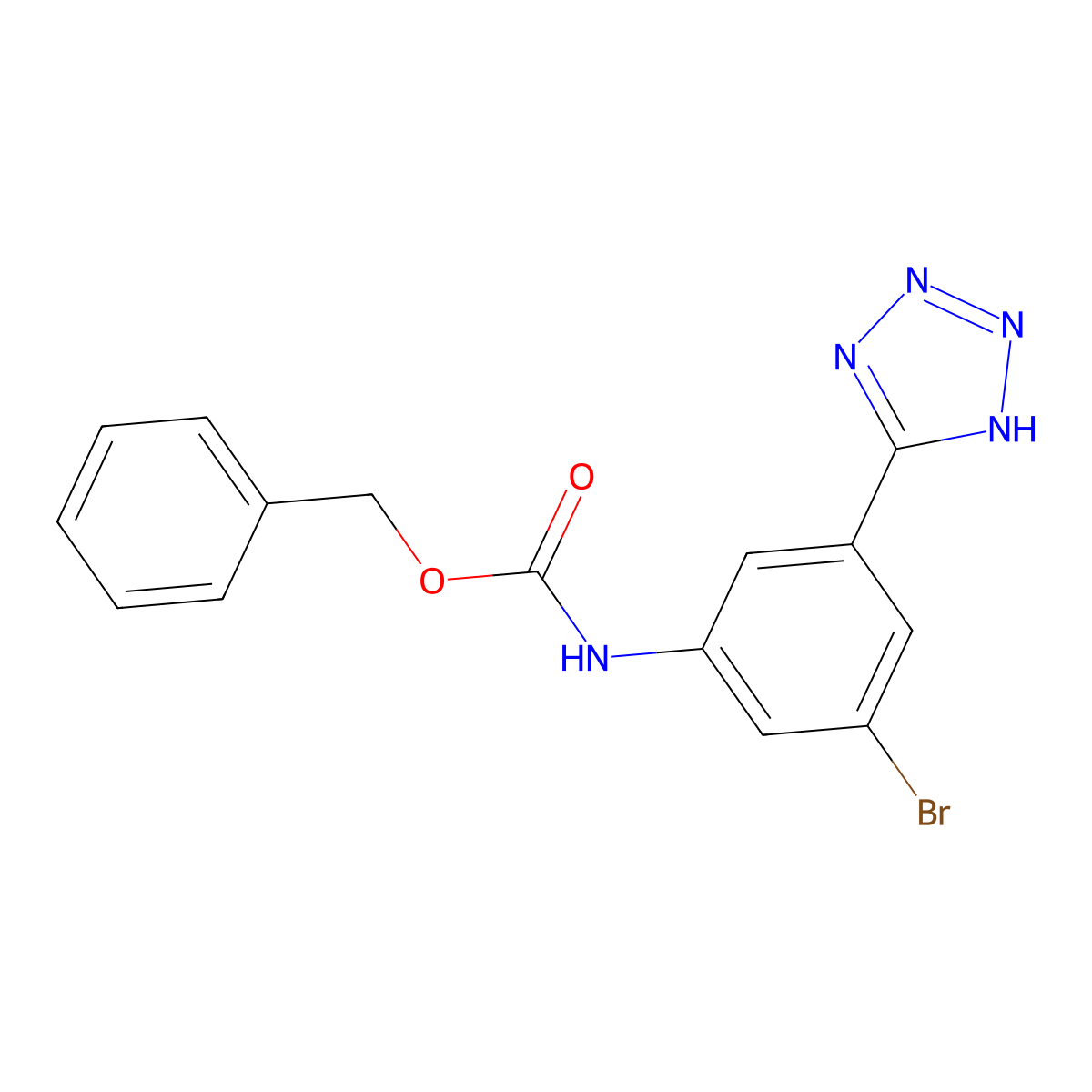 benzyl N-[3-bromo-5-(1H-1,2,3,4-tetrazol-5-yl)phenyl]carbamate molecular structure, CAS 2680725-94-2