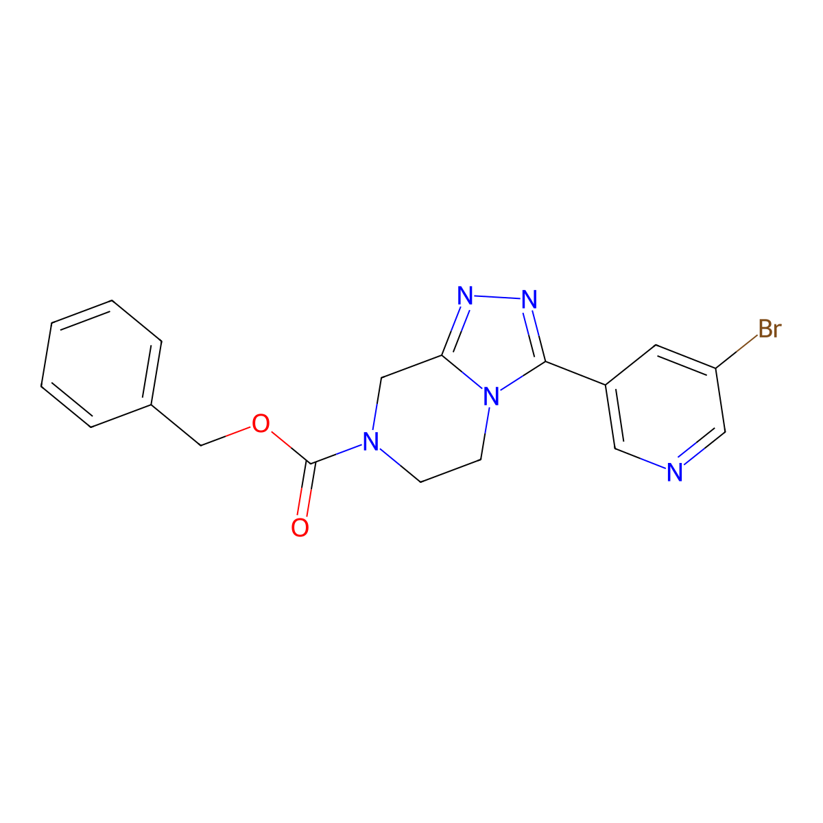benzyl 3-(5-bromopyridin-3-yl)-5H,6H,7H,8H-[1,2,4]triazolo[4,3-a]pyrazine-7-carboxylate molecular structure, CAS 2680725-99-7