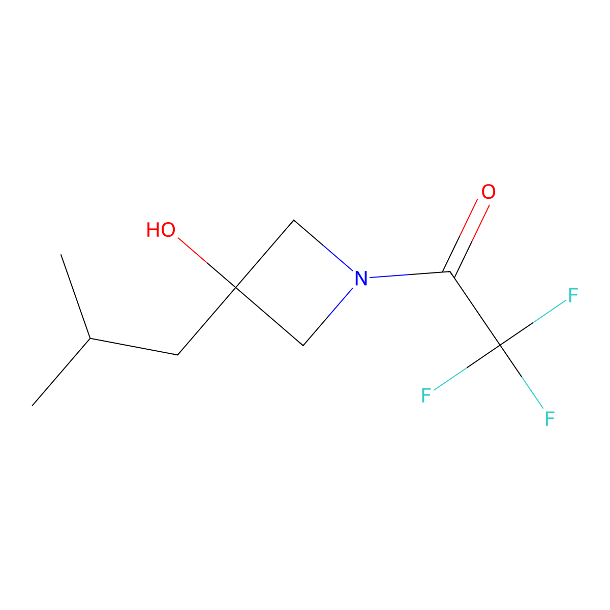 2,2,2-Trifluoro-1-[3-hydroxy-3-(2-methylpropyl)azetidin-1-yl]ethan-1-one molecular structure, CAS 2680726-01-4