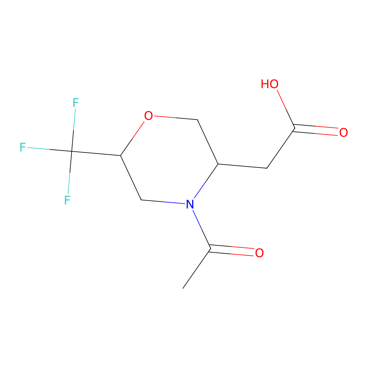 2-[4-Acetyl-6-(trifluoromethyl)morpholin-3-yl]acetic acid molecular structure, CAS 2680726-03-6