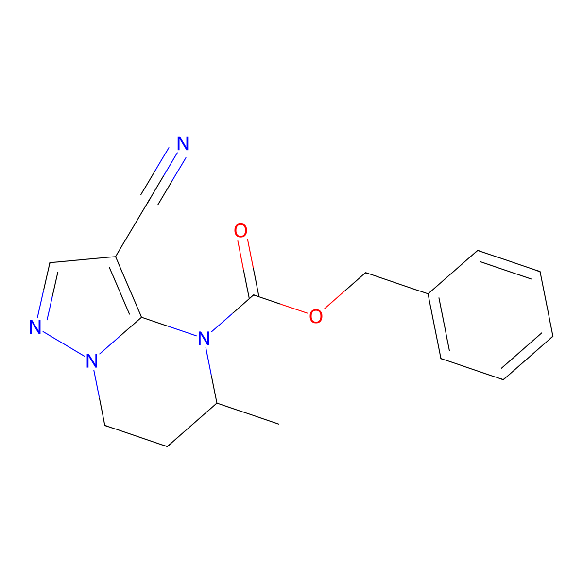 benzyl 3-cyano-5-methyl-4H,5H,6H,7H-pyrazolo[1,5-a]pyrimidine-4-carboxylate molecular structure, CAS 2680726-04-7