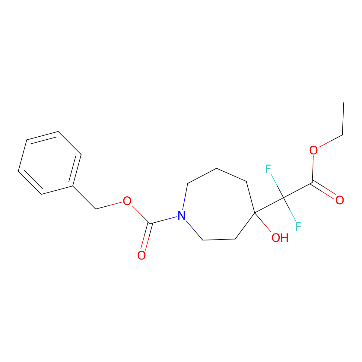 Benzyl 4-(2-ethoxy-1,1-difluoro-2-oxoethyl)-4-hydroxyazepane-1-carboxylate molecular structure, CAS 2680726-08-1