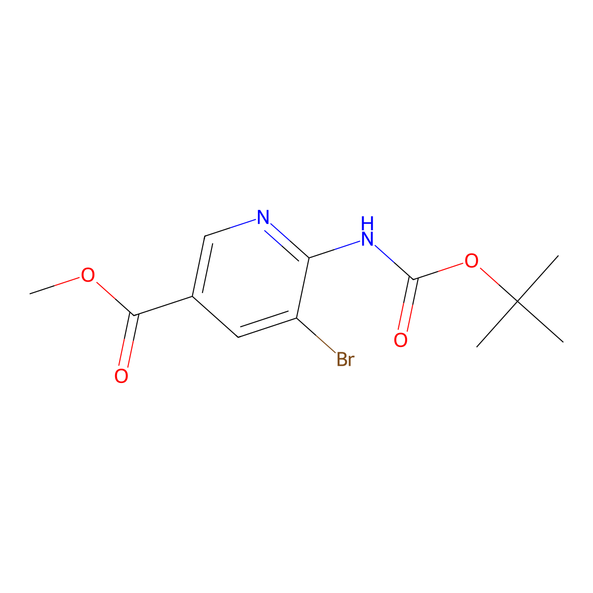 Methyl 5-bromo-6-{[(tert-butoxy)carbonyl]amino}pyridine-3-carboxylate molecular structure, CAS 2680726-18-3