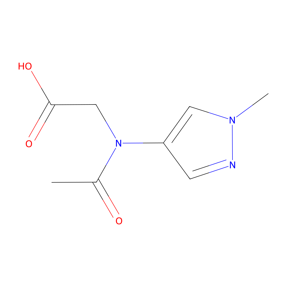 2-[N-(1-methyl-1H-pyrazol-4-yl)acetamido]acetic acid molecular structure, CAS 2680726-28-5