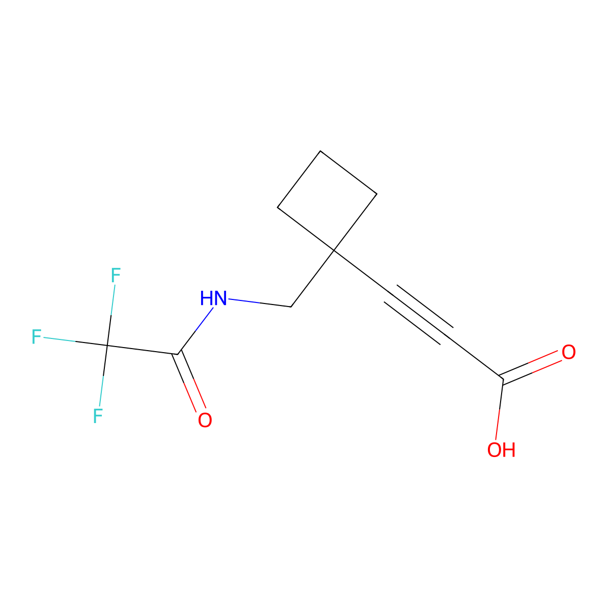 3-{1-[(2,2,2-Trifluoroacetamido)methyl]cyclobutyl}prop-2-ynoic acid molecular structure, CAS 2680726-42-3