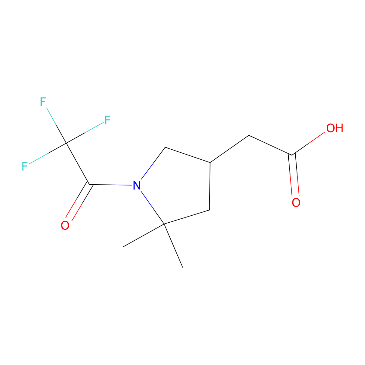 2-[5,5-Dimethyl-1-(trifluoroacetyl)pyrrolidin-3-yl]acetic acid molecular structure, CAS 2680726-44-5
