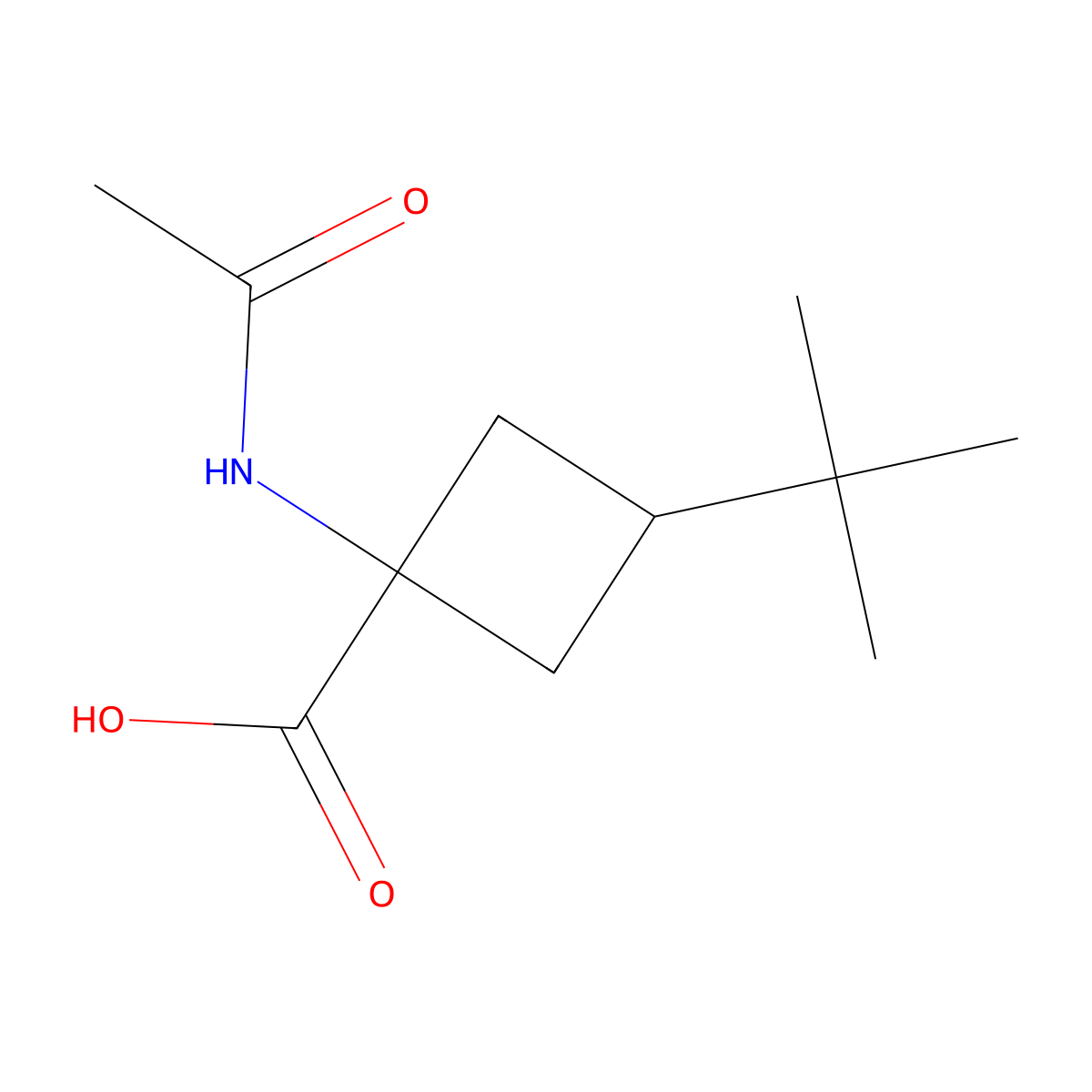 3-Tert-butyl-1-acetamidocyclobutane-1-carboxylic acid molecular structure, CAS 2680726-46-7