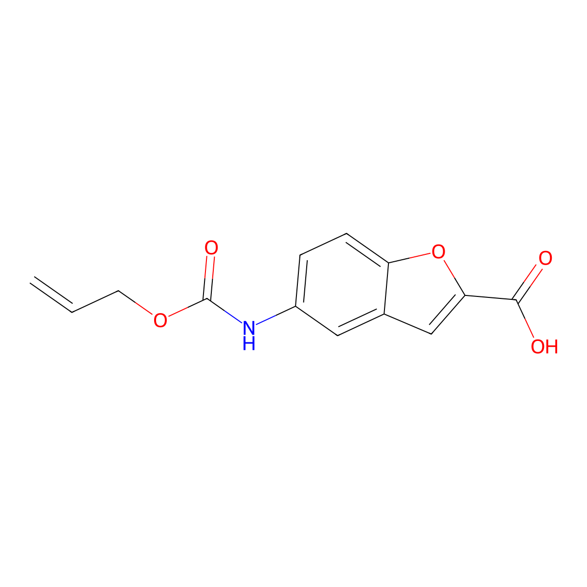 5-{[(Prop-2-en-1-yloxy)carbonyl]amino}-1-benzofuran-2-carboxylic acid molecular structure, CAS 2680726-53-6