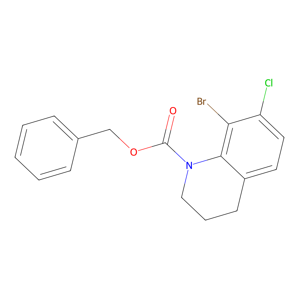Benzyl 8-bromo-7-chloro-1,2,3,4-tetrahydroquinoline-1-carboxylate molecular structure, CAS 2680726-54-7
