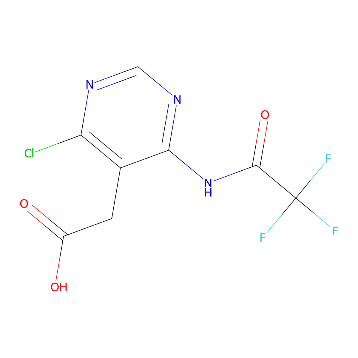 2-[4-Chloro-6-(2,2,2-trifluoroacetamido)pyrimidin-5-yl]acetic acid molecular structure, CAS 2680726-59-2