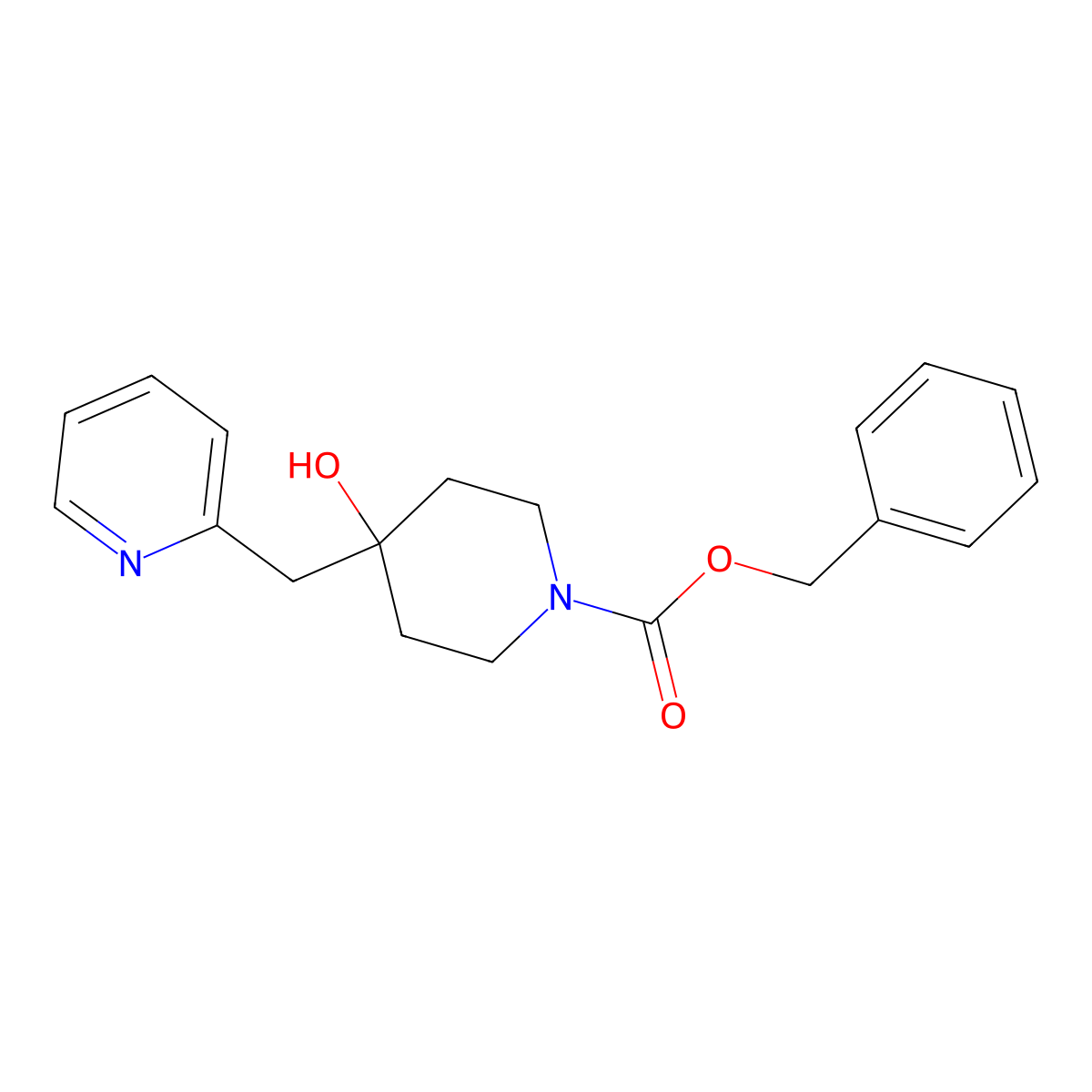 Benzyl 4-hydroxy-4-[(pyridin-2-yl)methyl]piperidine-1-carboxylate molecular structure, CAS 2680726-61-6