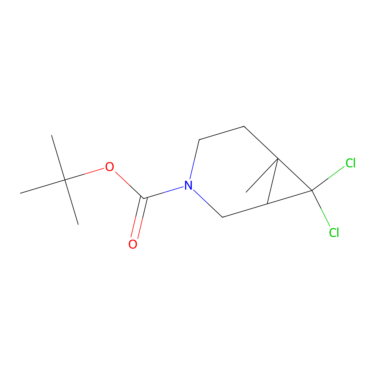 Tert-butyl 7,7-dichloro-6-methyl-3-azabicyclo[4.1.0]heptane-3-carboxylate molecular structure, CAS 2680726-62-7