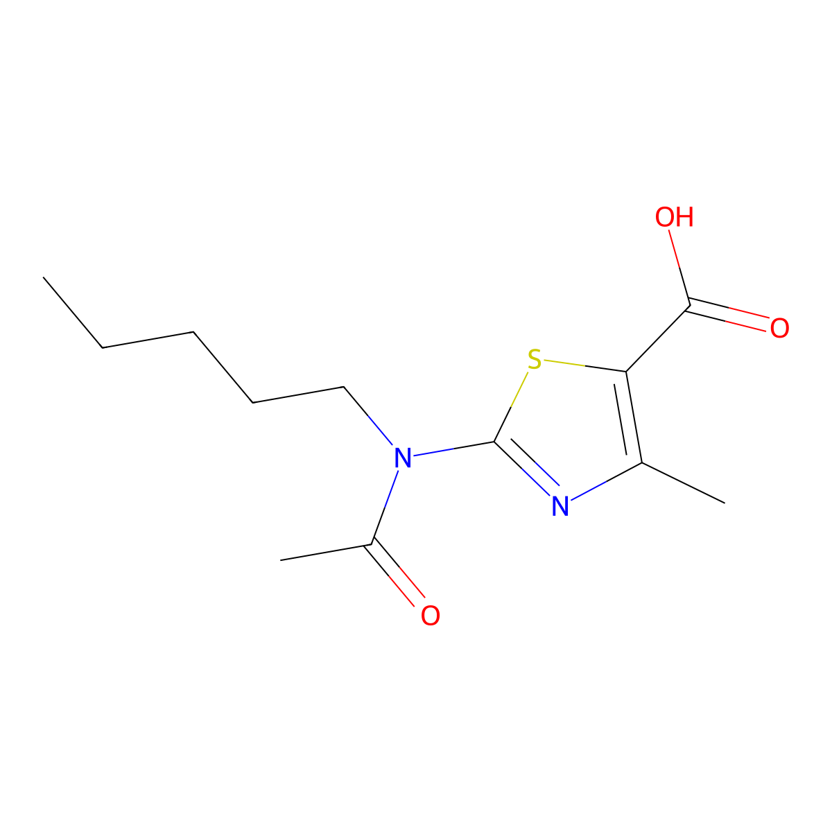 4-methyl-2-(N-pentylacetamido)-1,3-thiazole-5-carboxylic acid molecular structure, CAS 2680726-63-8