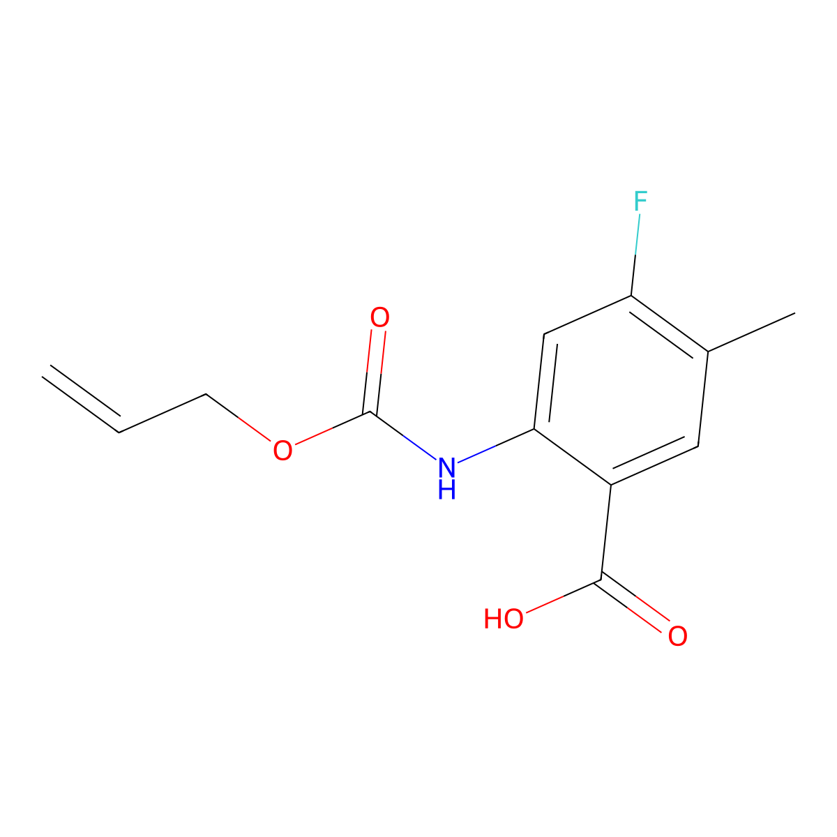 4-Fluoro-5-methyl-2-{[(prop-2-en-1-yloxy)carbonyl]amino}benzoic acid molecular structure, CAS 2680726-69-4