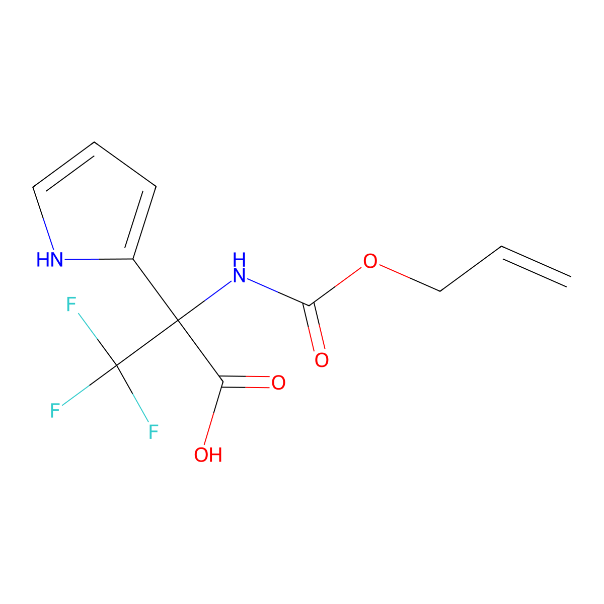 3,3,3-trifluoro-2-{[(prop-2-en-1-yloxy)carbonyl]amino}-2-(1H-pyrrol-2-yl)propanoic acid molecular structure, CAS 2680726-72-9