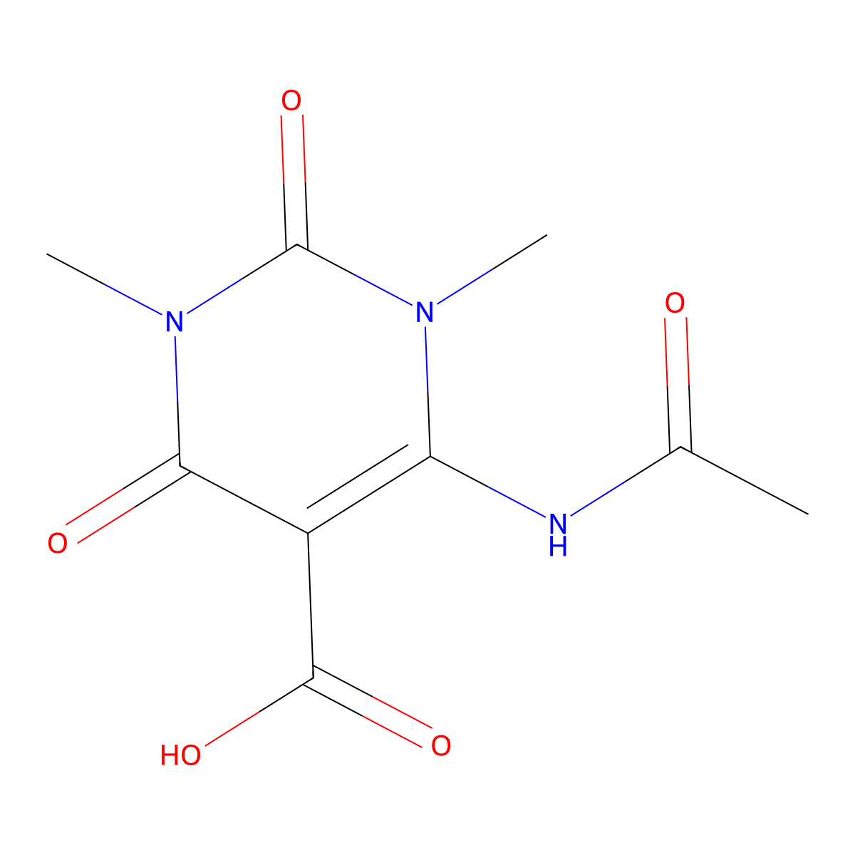 6-Acetamido-1,3-dimethyl-2,4-dioxo-1,2,3,4-tetrahydropyrimidine-5-carboxylic acid molecular structure, CAS 2680726-82-1