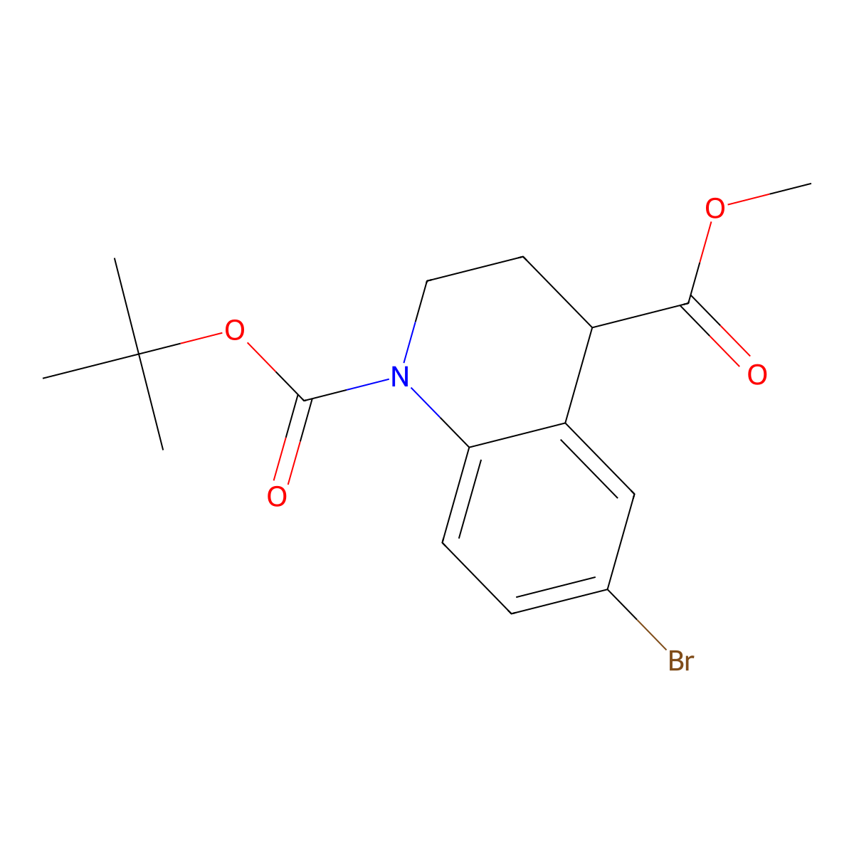1-Tert-butyl 4-methyl 6-bromo-1,2,3,4-tetrahydroquinoline-1,4-dicarboxylate molecular structure, CAS 2680726-85-4