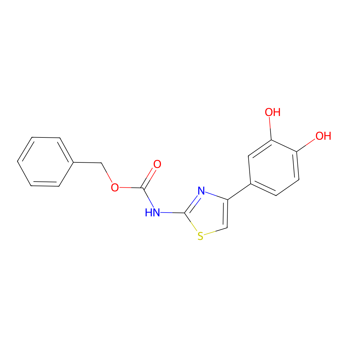 benzyl N-[4-(3,4-dihydroxyphenyl)-1,3-thiazol-2-yl]carbamate molecular structure, CAS 2680726-88-7