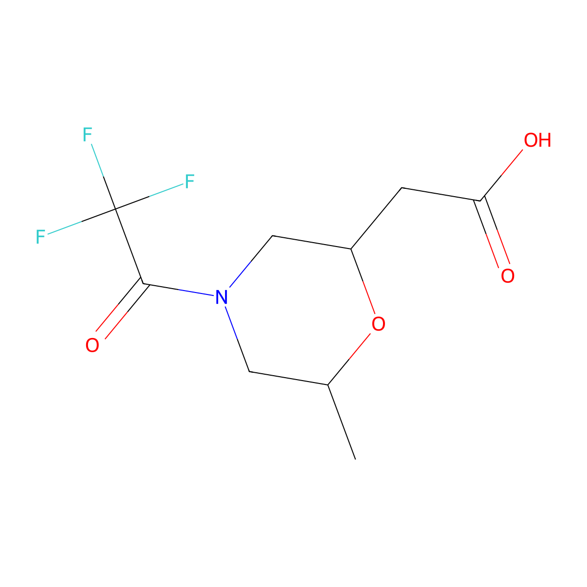 2-[6-Methyl-4-(trifluoroacetyl)morpholin-2-yl]acetic acid molecular structure, CAS 2680726-96-7