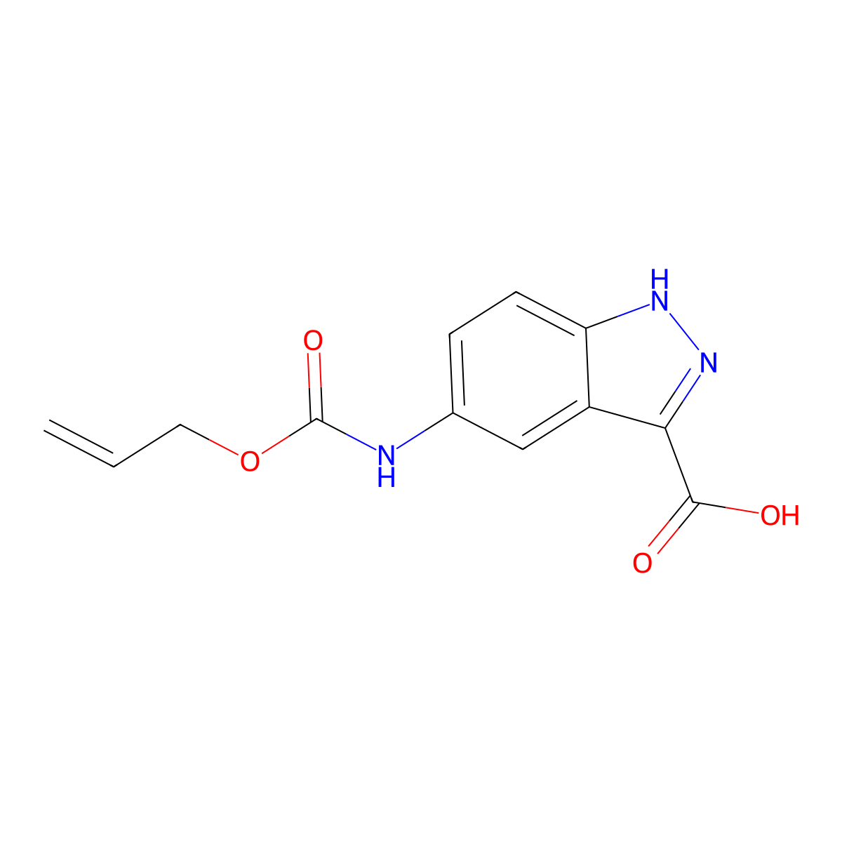 5-{[(prop-2-en-1-yloxy)carbonyl]amino}-1H-indazole-3-carboxylic acid molecular structure, CAS 2680727-03-9