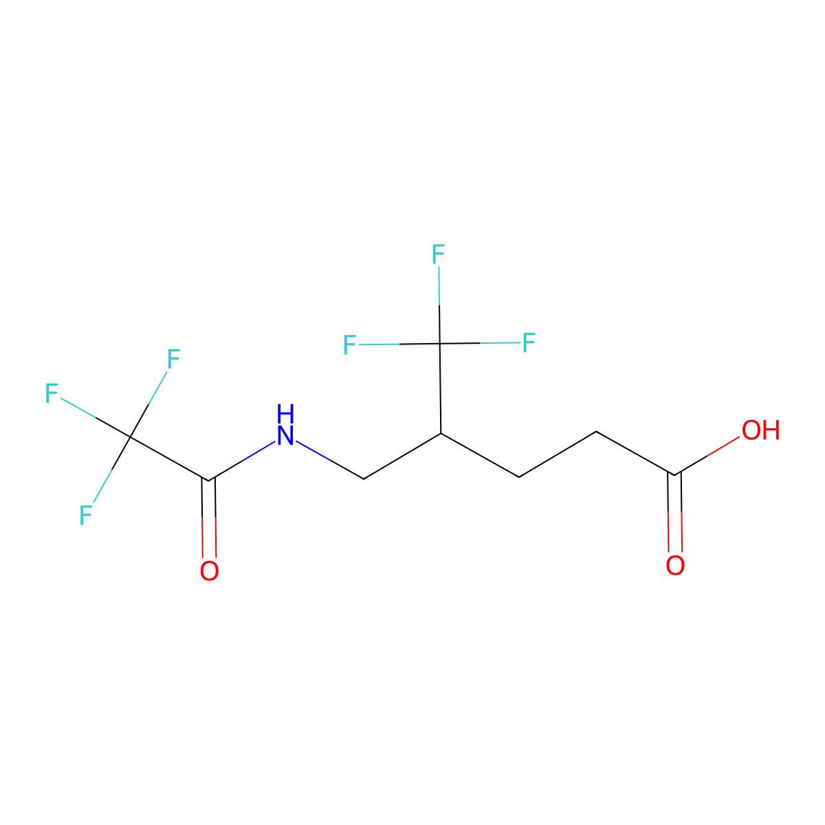 5,5,5-Trifluoro-4-[(2,2,2-trifluoroacetamido)methyl]pentanoic acid molecular structure, CAS 2680727-09-5
