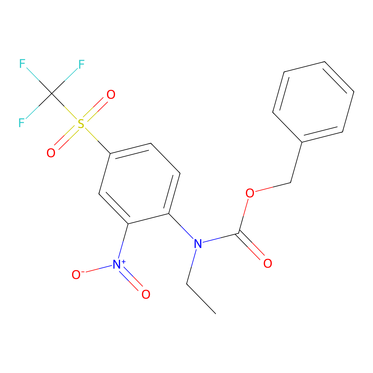 benzyl N-ethyl-N-(2-nitro-4-trifluoromethanesulfonylphenyl)carbamate molecular structure, CAS 2680727-15-3