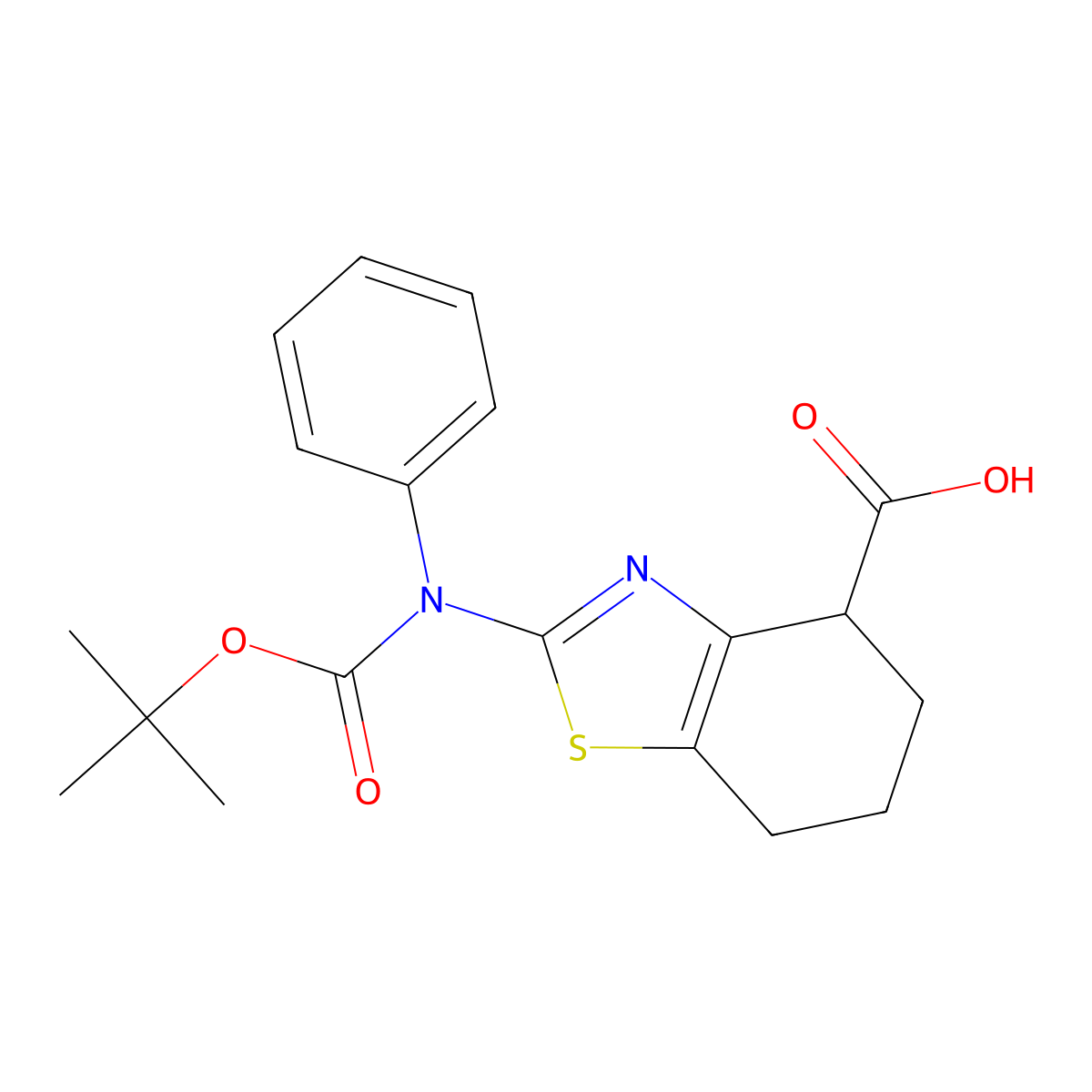 2-{[(Tert-butoxy)carbonyl](phenyl)amino}-4,5,6,7-tetrahydro-1,3-benzothiazole-4-carboxylic acid molecular structure, CAS 2680727-23-3