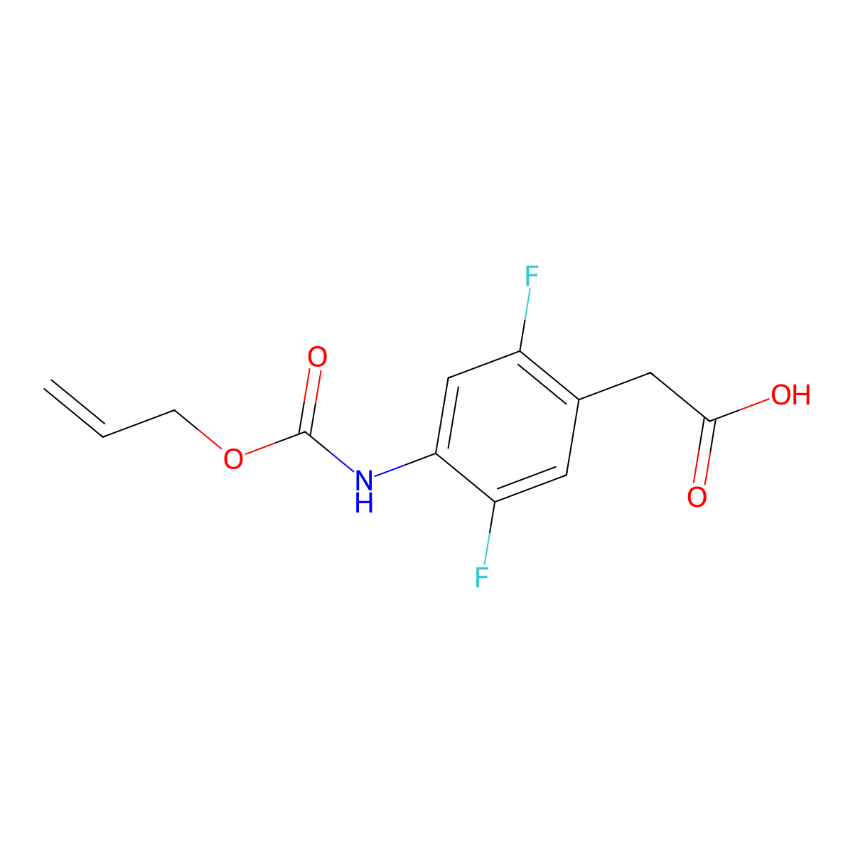 2-(2,5-Difluoro-4-{[(prop-2-en-1-yloxy)carbonyl]amino}phenyl)acetic acid molecular structure, CAS 2680727-28-8
