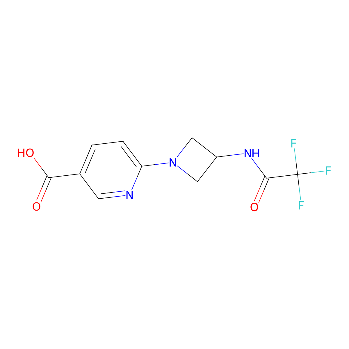 6-[3-(Trifluoroacetamido)azetidin-1-yl]pyridine-3-carboxylic acid molecular structure, CAS 2680727-30-2