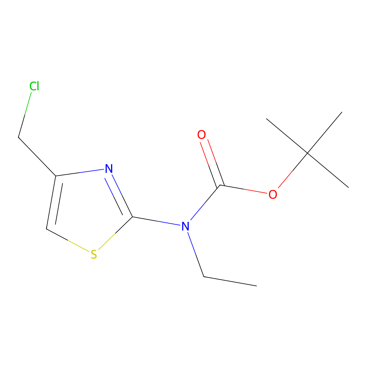 tert-butyl N-[4-(chloromethyl)-1,3-thiazol-2-yl]-N-ethylcarbamate molecular structure, CAS 2680727-31-3
