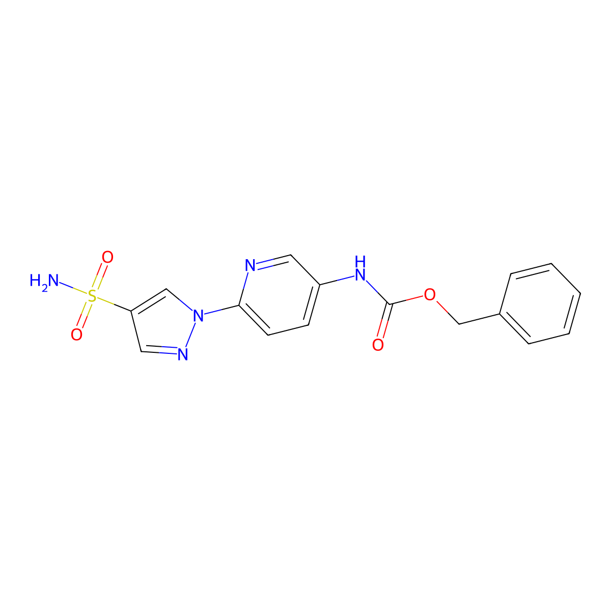 benzyl N-[6-(4-sulfamoyl-1H-pyrazol-1-yl)pyridin-3-yl]carbamate molecular structure, CAS 2680727-33-5