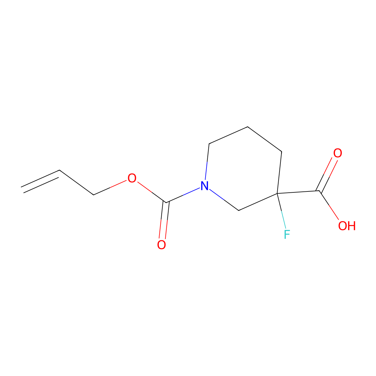 3-Fluoro-1-[(prop-2-en-1-yloxy)carbonyl]piperidine-3-carboxylic acid molecular structure, CAS 2680727-45-9