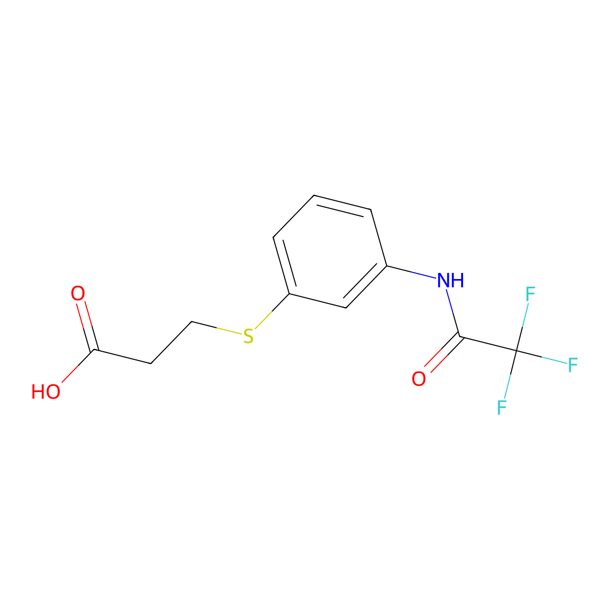 3-{[3-(2,2,2-Trifluoroacetamido)phenyl]sulfanyl}propanoic acid molecular structure, CAS 2680727-48-2