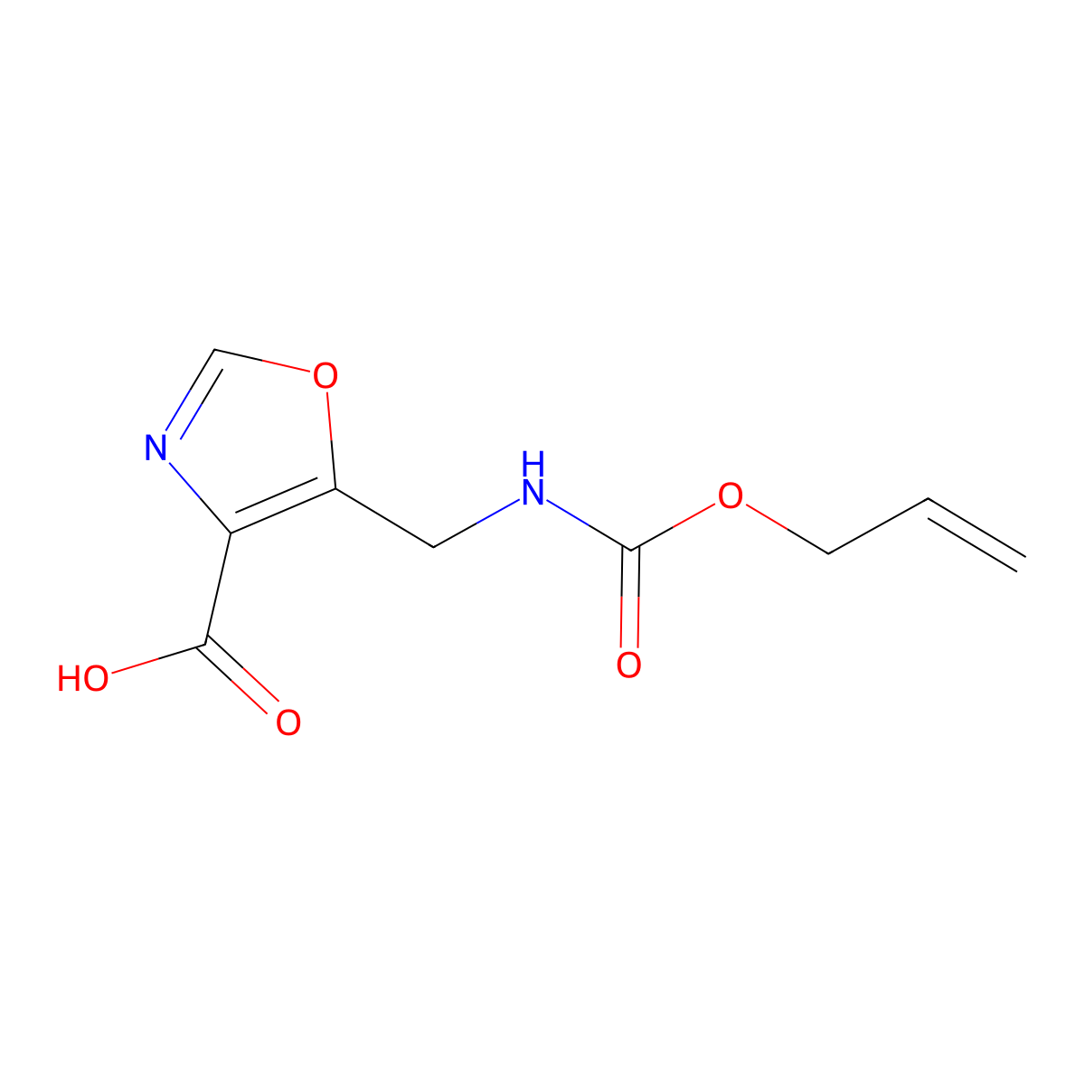 5-({[(Prop-2-en-1-yloxy)carbonyl]amino}methyl)-1,3-oxazole-4-carboxylic acid molecular structure, CAS 2680727-53-9