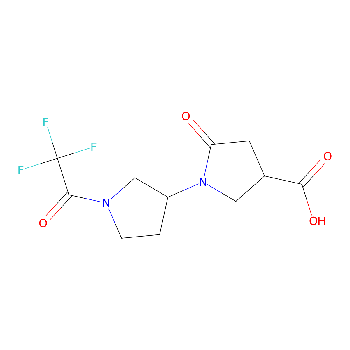5-Oxo-1'-(2,2,2-trifluoroacetyl)-[1,3'-bipyrrolidine]-3-carboxylic acid molecular structure, CAS 2680727-54-0