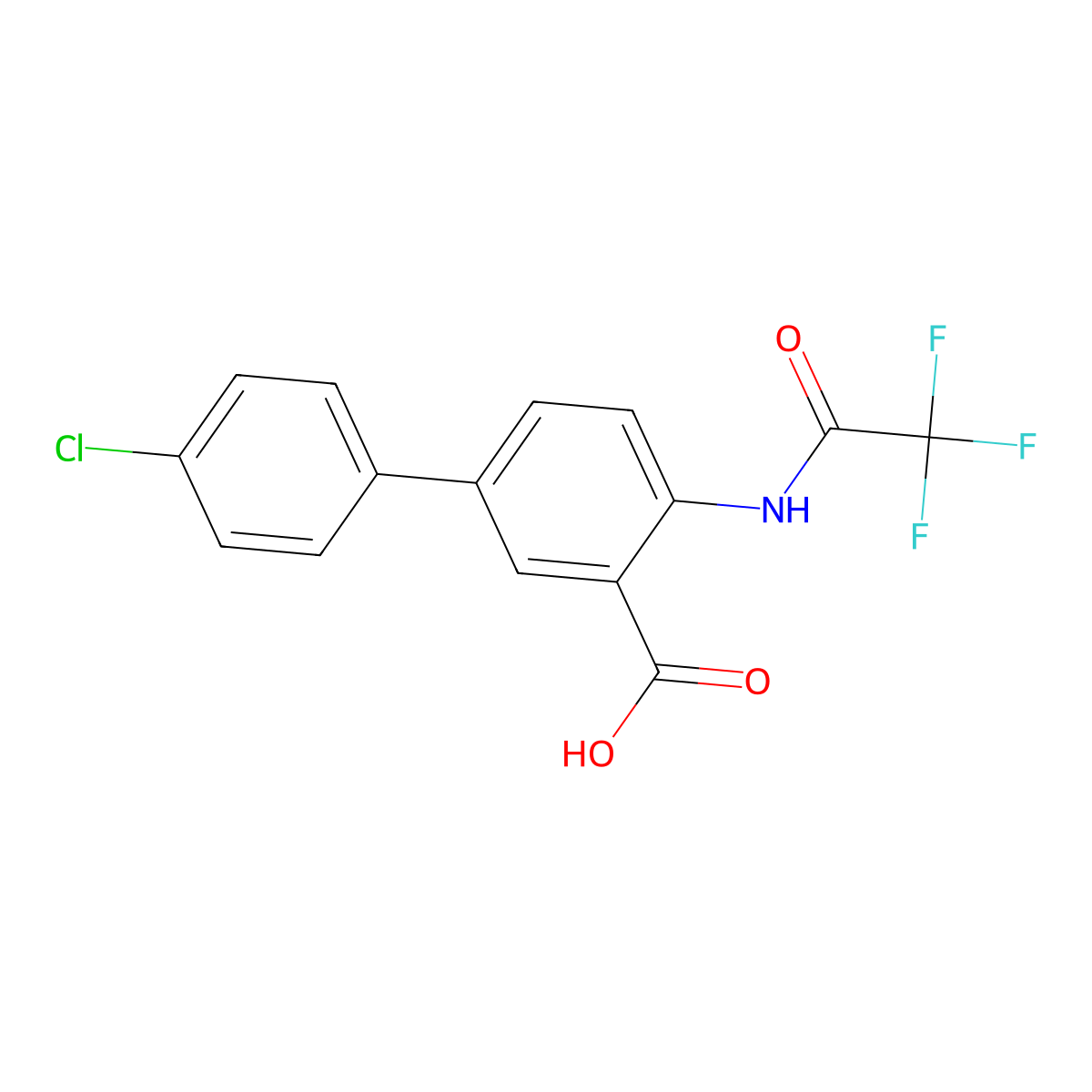 4'-Chloro-4-(2,2,2-trifluoroacetamido)-[1,1'-biphenyl]-3-carboxylic acid molecular structure, CAS 2680727-55-1
