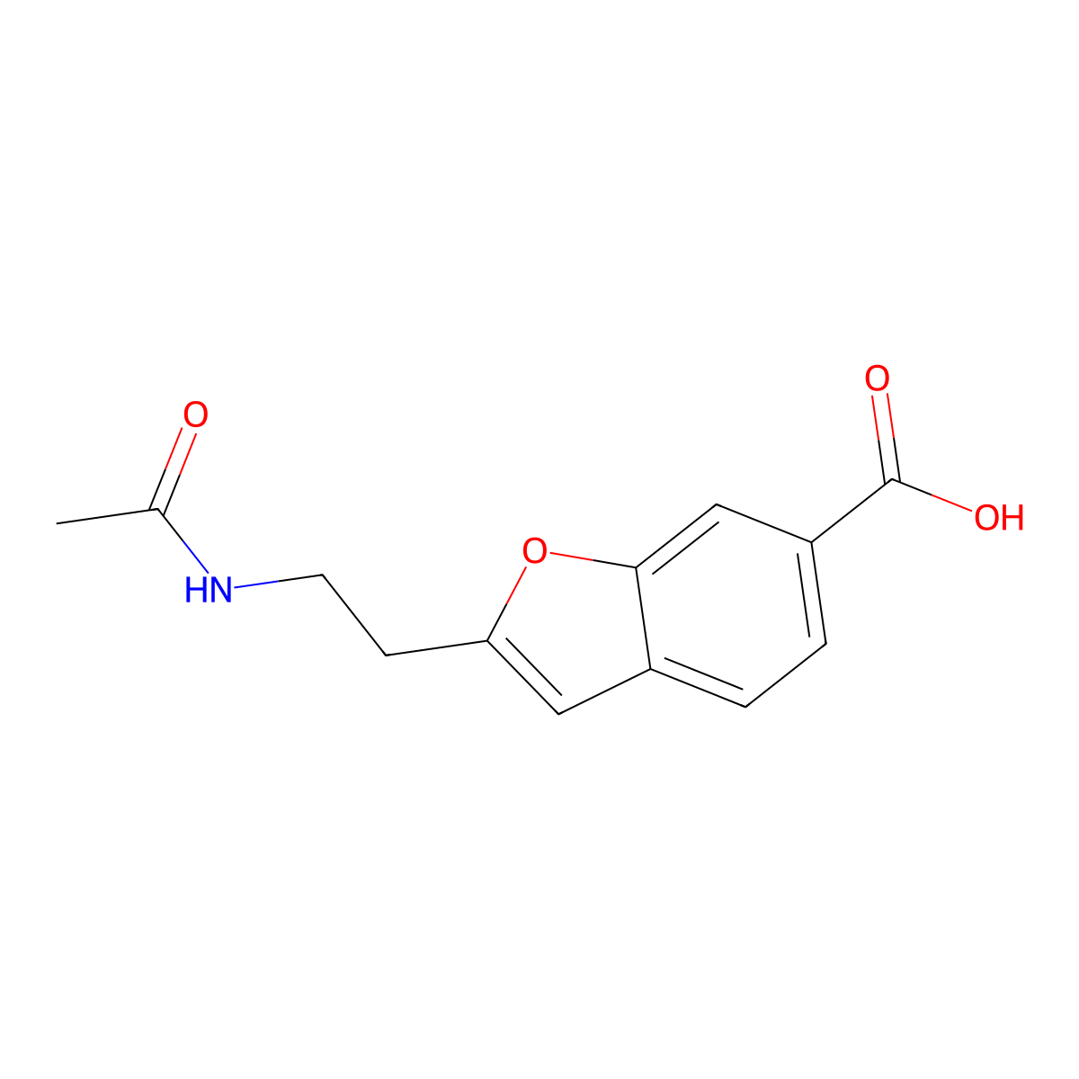 2-(2-Acetamidoethyl)-1-benzofuran-6-carboxylic acid molecular structure, CAS 2680727-57-3