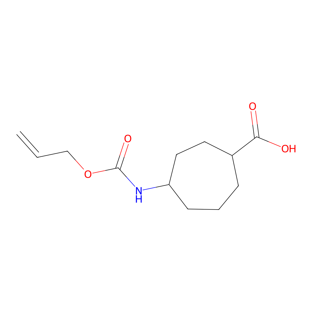 4-{[(Prop-2-en-1-yloxy)carbonyl]amino}cycloheptane-1-carboxylic acid molecular structure, CAS 2680727-58-4